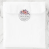 Lavender Peach Silver Floral Verse Wedding Ronde Sticker (Tas)