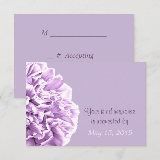 Lavender Peony Wedding RSVP (Devant / Derrière)