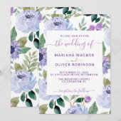 Lavender Periwinkle Floral Elegant Script Kaart (Voorkant / Achterkant)