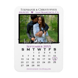 Lavender Photo Calendar Save Our Date Wedding Magneet