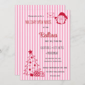 Lavender Pink Plaid Holiday Open House Invitation (Devant / Derrière)