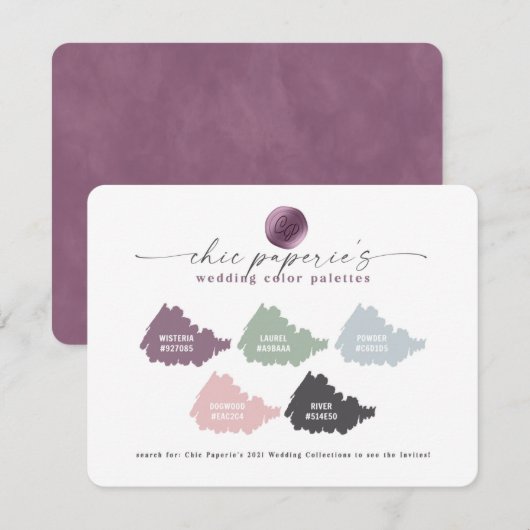 Lavender Pink Spring Wedding Color Palette Card (Voorkant / Achterkant)