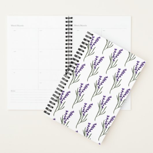 Lavender Planner - Motif blanc (Devant avec enveloppe)