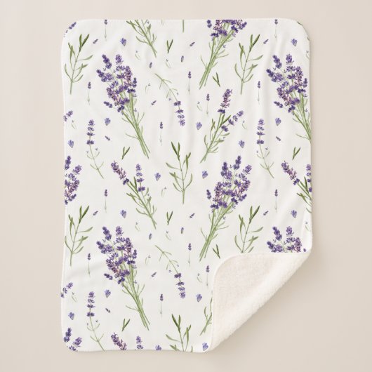 Lavender Plant Pattern Sherpa Fleece Blanket Deken (Voorkant)