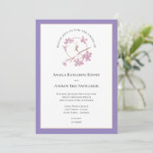 Lavender Plum Blossom Initiales Invitation (Debout devant)