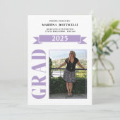 Lavender Polka Dots Foto Afstuderen Aankondiging (Staand voorkant)