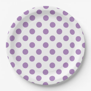 Lavender polka stipt wit papieren bordje