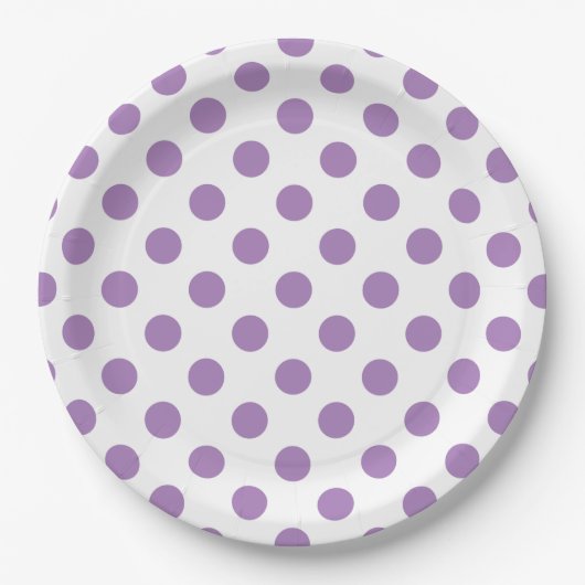Lavender polka stipt wit papieren bordje (Voorkant)