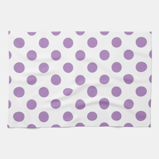 Lavender polka stipt wit theedoek (Horizontaal)