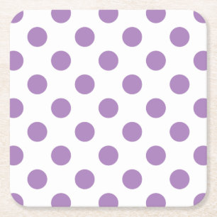Lavender polka stipt wit vierkante kartonnen onderzetter