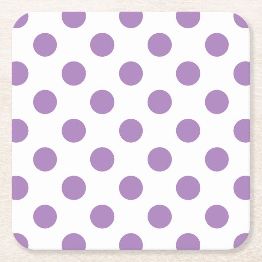 Lavender polka stipt wit vierkante kartonnen onderzetter (Voorkant)
