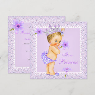 Lavender Princess Baby shower Blonde Baby shower Kaart