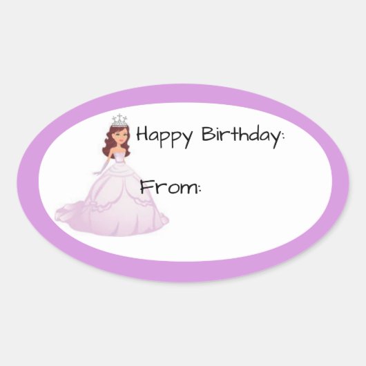 Lavender Princess Birthday Gift Label Sticker (Voorkant)
