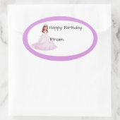 Lavender Princess Birthday Gift Label Sticker (Tas)