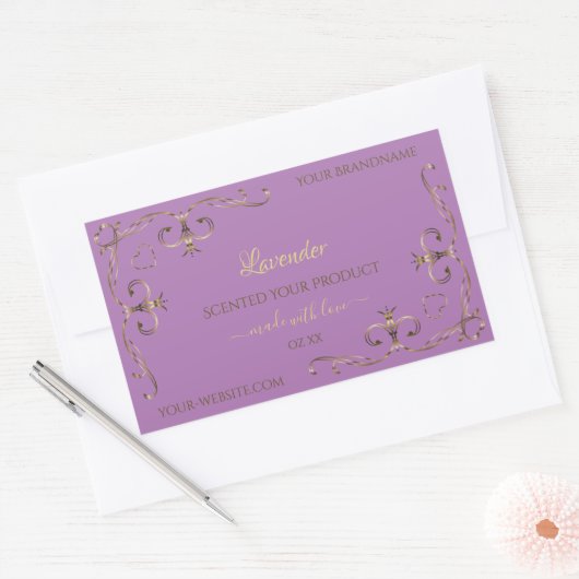 Lavender Product Labels Gold  hoek grenzen (Envelop)