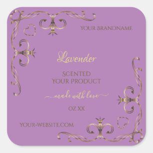 Lavender Product Labels Gold  hoek grenzen