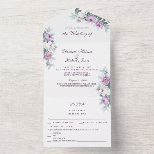 Lavender Purple All in One Wedding Invitation (À l'intérieur)