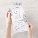 Lavender Purple All in One Wedding Invitation<br><div class="desc">Envoyez facilement l'invitation et RSVP tout en extraordinaire vos invités avec votre faire-part de mariage lavande-violet élégant avec des pivoines blanches et violettes,  lavande,  formes géométriques et typographie. Idéal pour un mariage extérieur. Trouvez les articles correspondants dans Lavender Purple Floral Mariage Collection.</div>