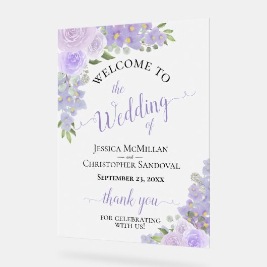 Lavender Purple Boho Chic Rose Mariage Bienvenue (Angle)