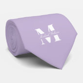 Lavender Purple Custom Monogram Wedding Groomsmen Stropdas (Opgerold)