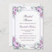 Lavender Purple Peonies Bridal Shower Invitation (Devant)