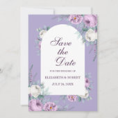 Lavender Purple Peonies Enregistrer La Carte Date (Devant)