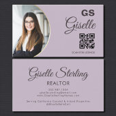 Lavender Purple Photo Monogram Realtor QR Code Visitekaartje