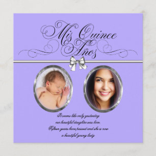 Lavender Purple Photo Quinceanera Invitations
