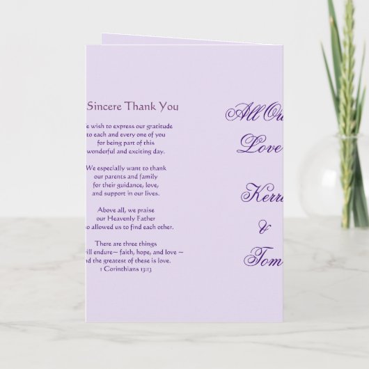 LAVENDER PURPLE Programme de mariage Customisé (Dos)