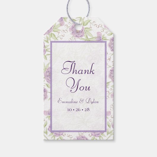 Lavender Purple Rose Wedding Cadeaulabel (Voorkant)