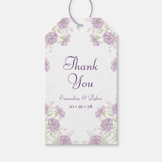 Lavender Purple Rose Wedding Cadeaulabel (Voorkant)