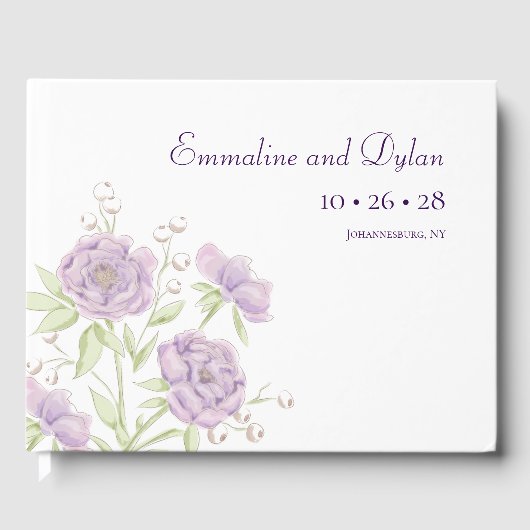 Lavender Purple Rose Wedding Gastenboek (Voorkant)
