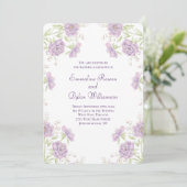 Lavender Purple Rose Wedding Kaart (Staand voorkant)