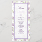 Lavender Purple Rose Wedding Menus (Devant)
