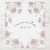 Lavender Purple Rose Wedding Wijn Etiket (Enkel label)