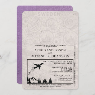 Lavender Purple Suède Faire-part de mariage de pas