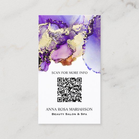 *~* LAVENDER QR CODE Yummy Gold Bold AP29 Visitekaartje (Voorkant)