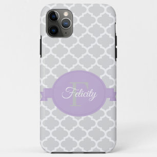 Lavender Quatrefoil op maat gemaakt iPhone 11 Pro Max Hoesje