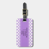 Lavender Quatrefoil Patroon Bagagelabel (Voorkant verticaal)