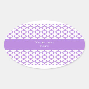 Lavender Quatrefoil Patroon Ovale Sticker