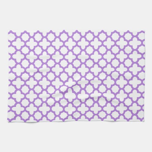 Lavender Quatrefoil Patroon Theedoek (Horizontaal)