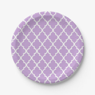 Lavender Quatrefoil Tegels Patroon Papieren Bordje