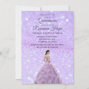 Lavender Quinceanera Invitation avec photo