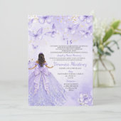 Lavender Quinceañera Invitation with Butterflies (Debout devant)