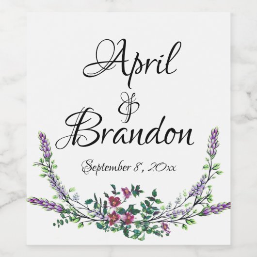 Lavender  Red Rose en Eucalyptus Wijn Etiket (Enkel label)