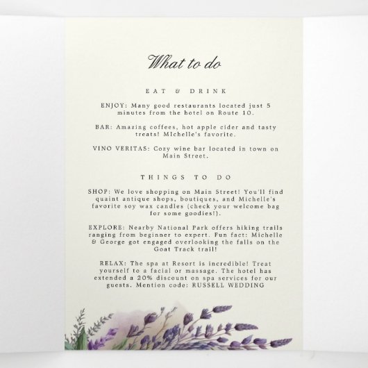 Lavender Regal Programme de mariage plié (Intérieur au milieu)