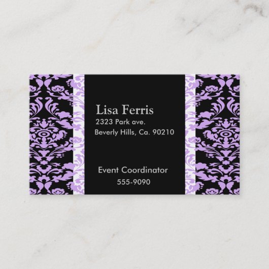 Lavender Rococo Elegant Black Set Visitekaartje (Voorkant)