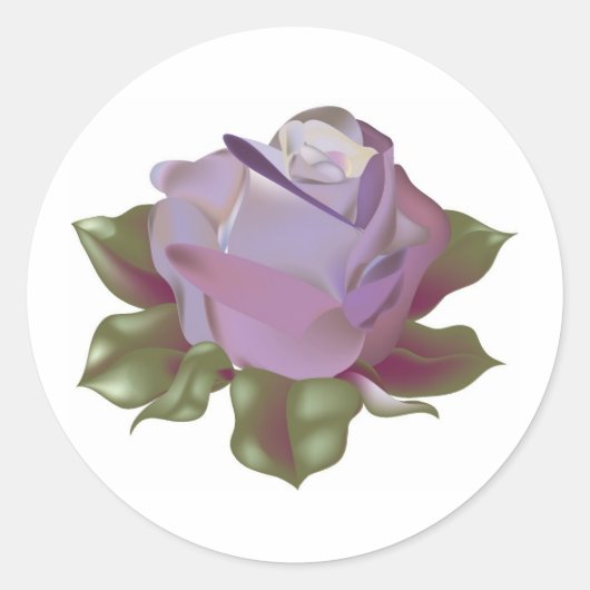 Lavender Roos Bud met bladeren Ronde Sticker (Voorkant)
