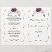 Lavender Rose Blanc Floral Gold Wedding Programme (Devant)