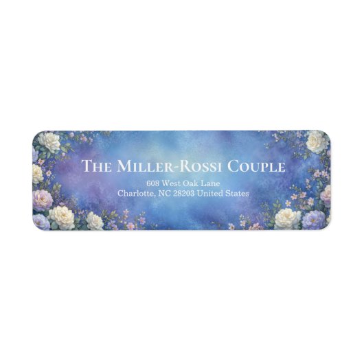 Lavender Rose Gold Etched Blue Texture Etiket (Voorkant)